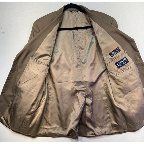 Chaps Mens Wool Blazer Jacket 42R Tan Button Notch Lapel - Picture 6 of 15